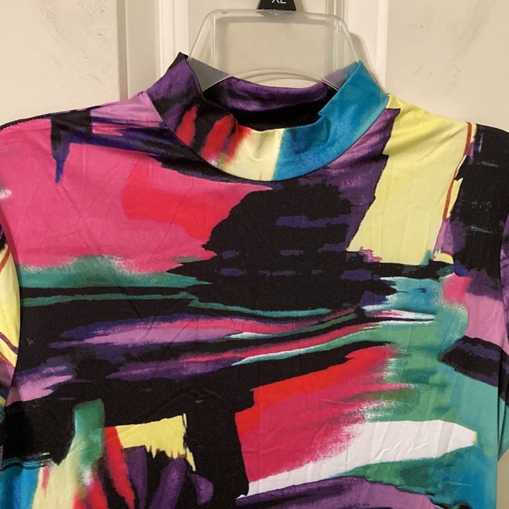 NWOT Vibrant BOLD Multi Color Dress M/L - Picture 4 of 11